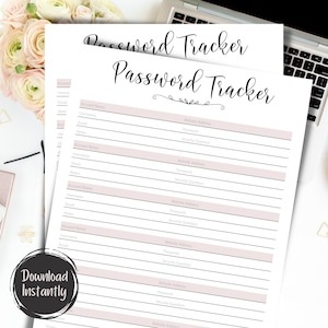 Printable Password Tracker | Editable Password Tracker | Password Log | Office Organization | Password Keeper | Password Stash | Office Logs