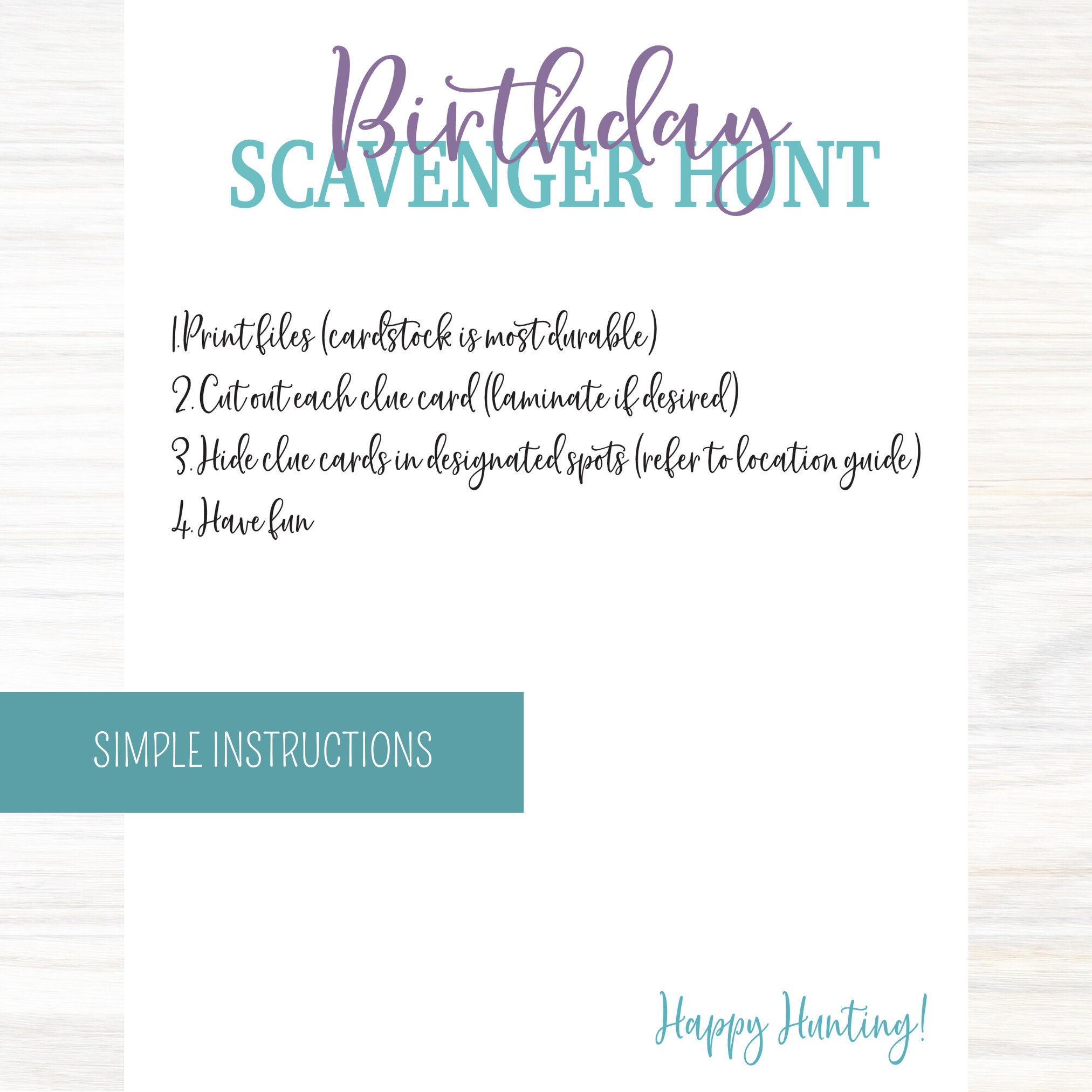 Birthday Scavenger Hunt, Birthday Party Games, Printable Birthday ...
