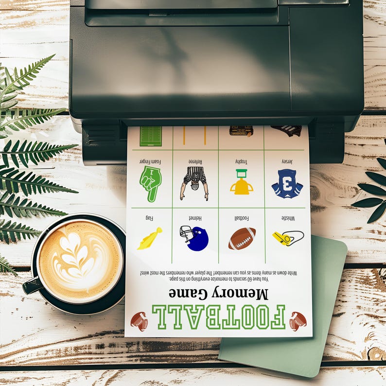 Printable Football Memory Game | Football Draft Party Game | Football ...