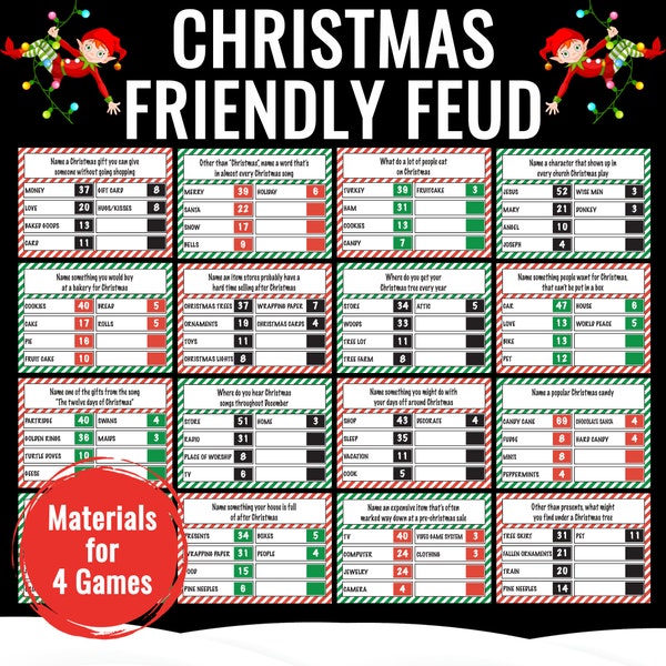 Christmas Friendly Feud Game | Office Party Christmas Game | Family Christmas Game Night | Friendly Feud | Christmas Printable Download