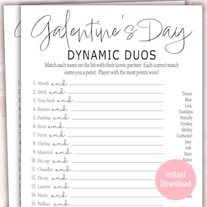 Galentines Match Famous Pairs Game | Black and White Match the Iconic ...