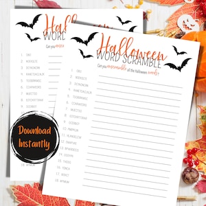 Halloween Printable Word Scramble | Printable Halloween Party Games | Halloween Word Scramble | Halloween Games | Halloween Party Games