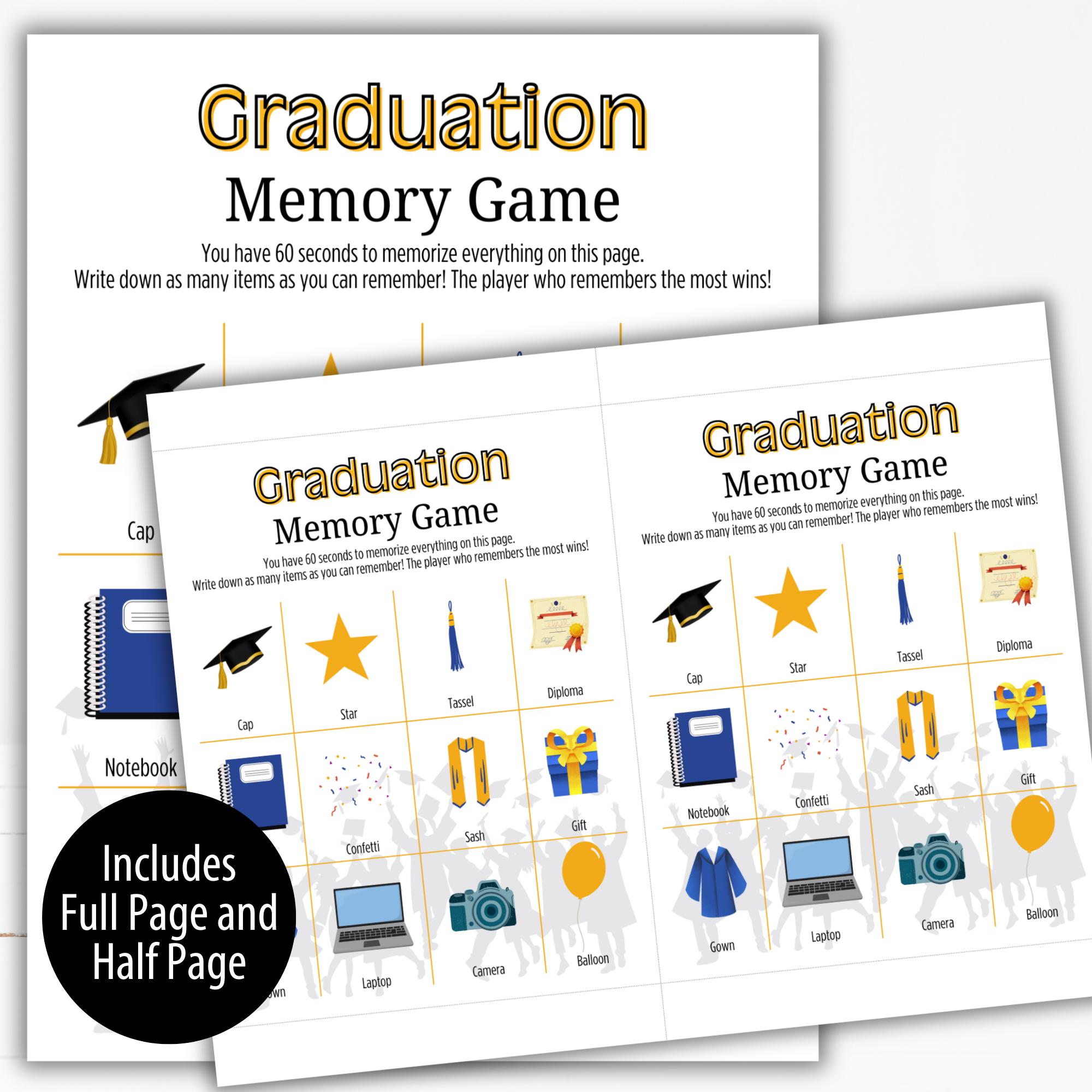 Editable in Canva Graduation Memory Game Printable Grad Party Activity ...