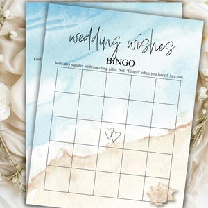 Juego de bingo imprimible para regalos de despedida de soltera, tarjeta de bingo con deseos de boda, divertido juego de apertura de regalos para invitados, descarga instantánea en PDF.