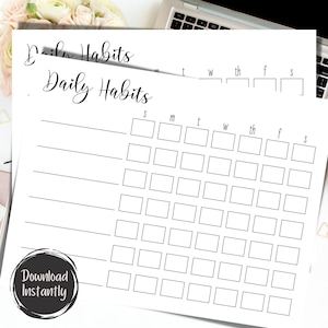 Habit Tracker, Printable Workout Tracker, Weekly Habit Tracker, Editable Habit Tracker