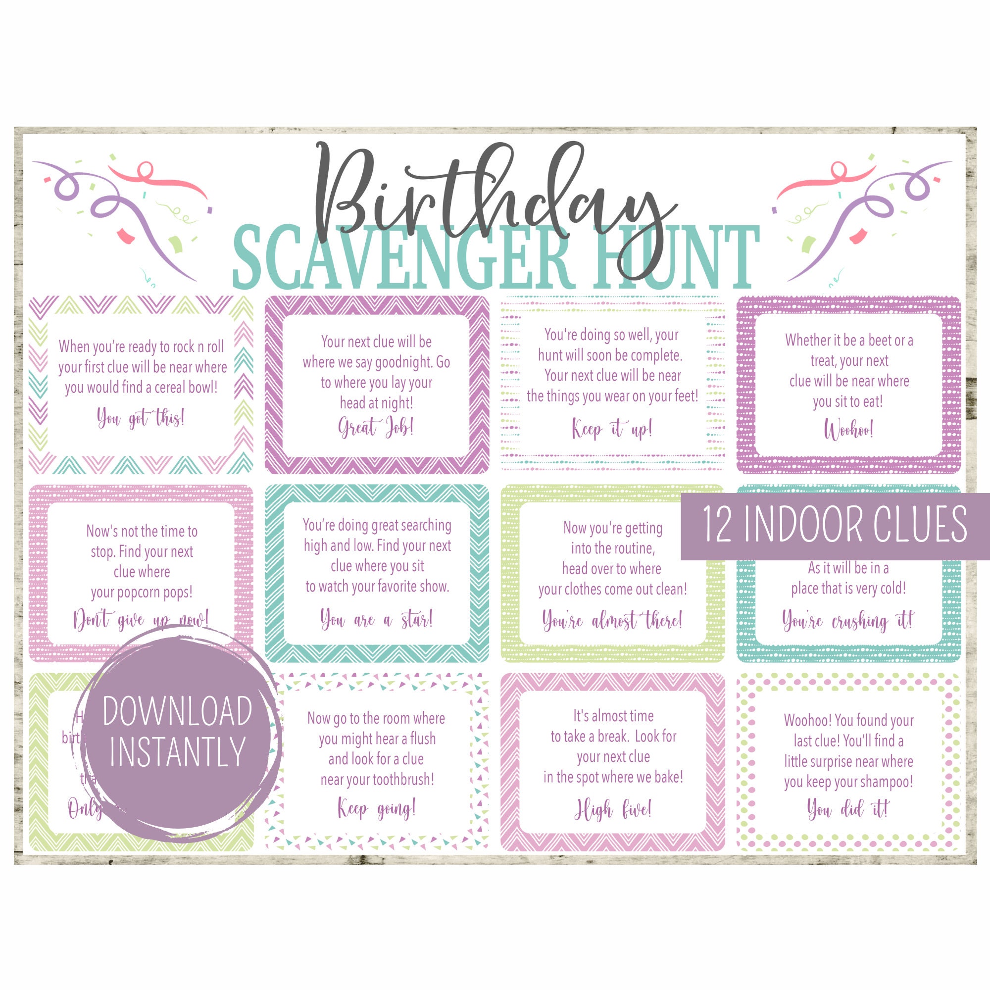 Birthday Scavenger Hunt, Birthday Party Games, Printable Birthday ...