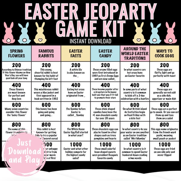 Easter Jeopardy Game | Easter Family Game | Printable Easter Party Game | Easter Game Night | Jeoparty Game | Easter Printable Download