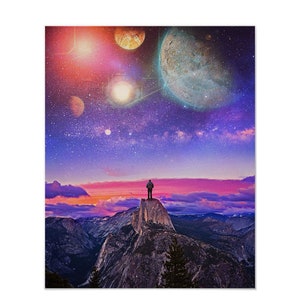 Hermosos carteles de cielo estrellado, carteles y grabados de pintura al óleo, cuadros murales decorativos, pared de la sala colgando de 12" x 18"