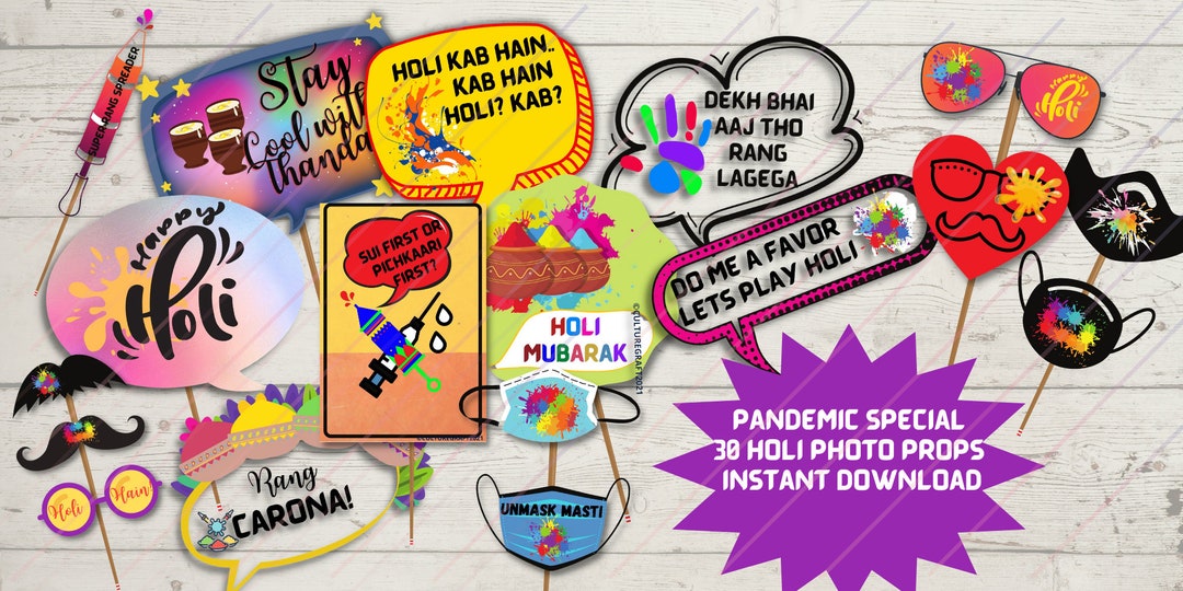 Holi Celebration Photo Booth Props Holi Printables Festival of Colors