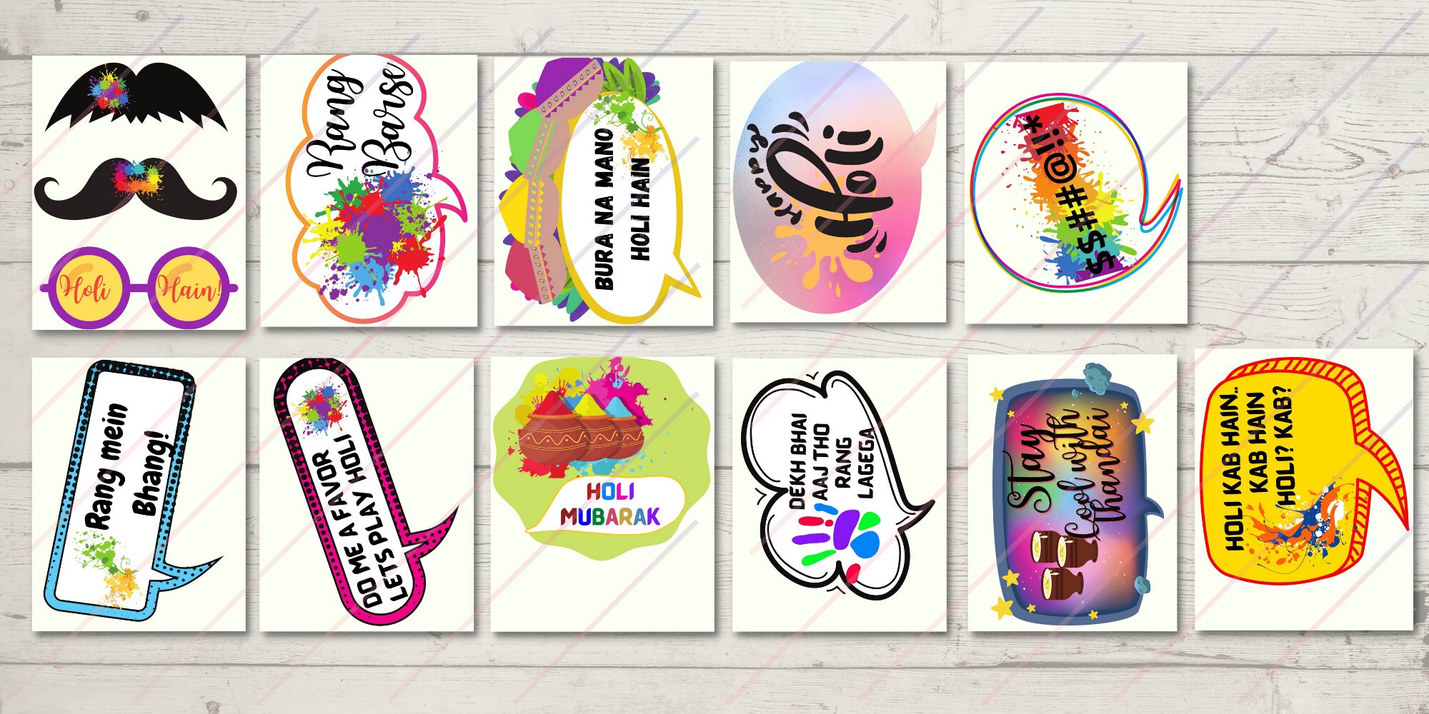 Holi Celebration Photo Booth Props Holi Printables Festival of Etsy UK