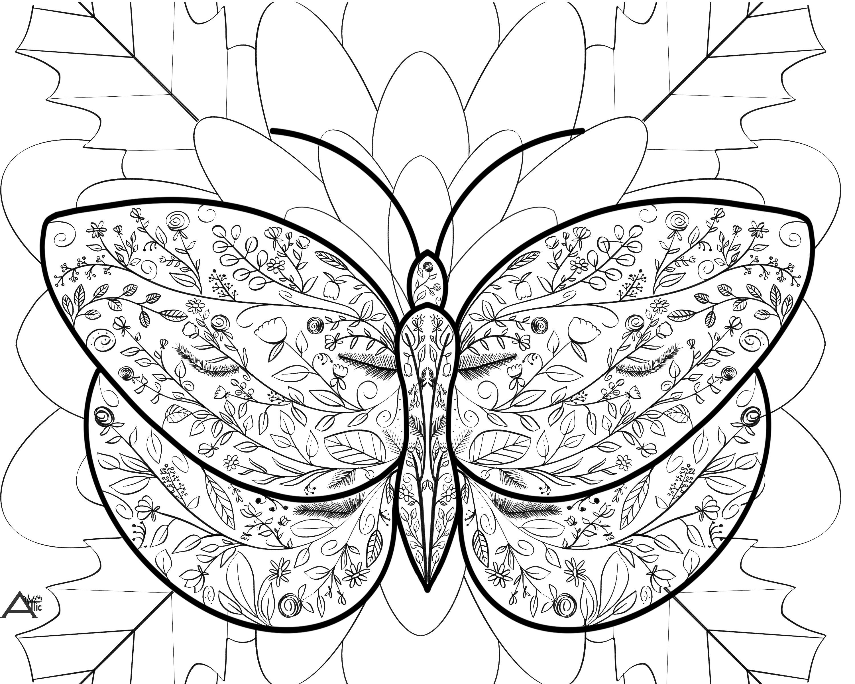 Garden Butterfly Printable Art and Coloring Page | Etsy
