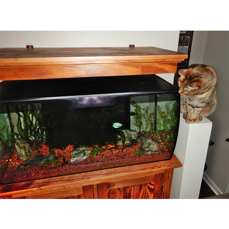 Handmade Personalized Unique Mahogany Wood Lighted Fish Tank Roof for
