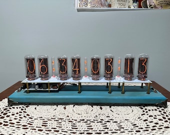 Beautiful Vintage 8-Tubes, Nixie IN-18 Tube Clock, Time, Date, Temperature