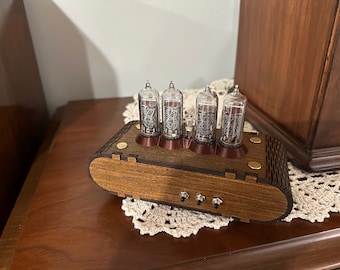 Beautiful Handmade Nixie IN-14 Tube Clock, Time, Date NEW