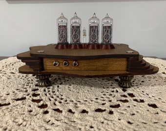 Beautiful Handmade Nixie IN-14 Tube Clock, Time, Date