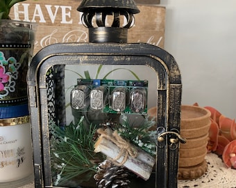 Beautiful, Nixie Tube Clock in Decorative Bronze Lantern IN-12, Time, Date, Video New