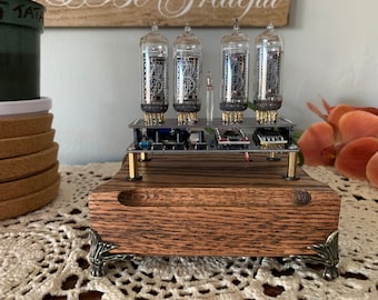 Beautiful Display Handcrafted Nixie IN-14 Clock, Time, Date
