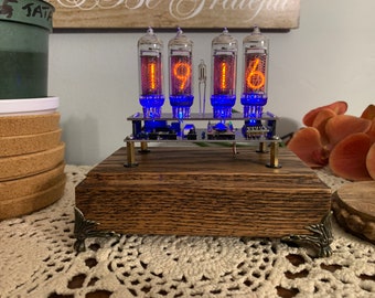 Beautiful Handcrafted Nixie IN-14 Clock, Time, Date
