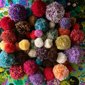 35 Piece Mini Purple Pom Poms Crafting Materials PomPom String Fuzz Fabric  Balls