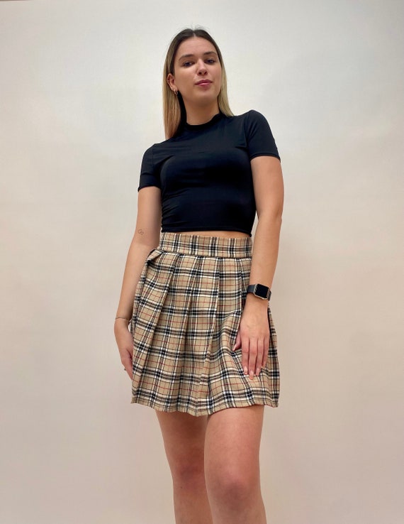 Caramel Plaid Pleated Skirt - Etsy