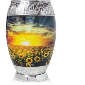 Sunflower Field Urn for Ashes: Adult Keepsake Urn, Engraving Available