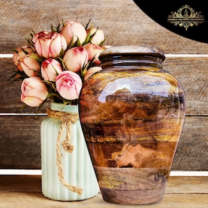 Stunning Mango Wood Urn for Human Ashes , Urn for Human Ashes Full Size , Cremates Urn