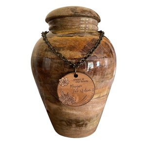 Stunning Mango Wood Urn for Human Ashes , Urn for Human Ashes Full Size , Cremates Urn with engraving - urn name tag