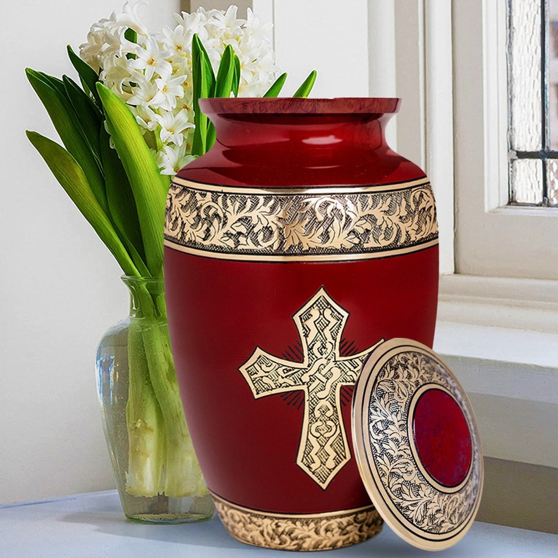 Cross Urn for Human Ashes Red Urn for Human Ashes Full Size Etsy