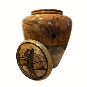 Golfing in heaven wood Urn for Human Ashes, Urn for Human Ashes Full Size,  Keepsakes for adults, children, pets. Engraved personalization
