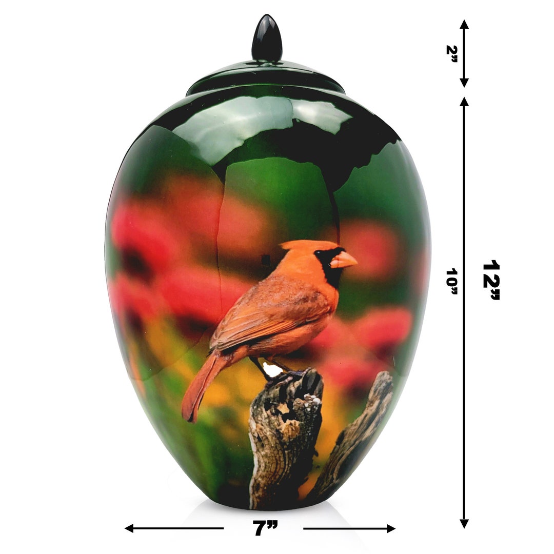 Cardinal Urn for Ashes. Bird Urn for Adult Human Ashes. Capacity up to ...