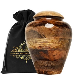 Stunning Mango Wood Urn for Human Ashes, Urn for Human Ashes Full Size,  Keepsakes for adults, children, and pets. Engraved personalization