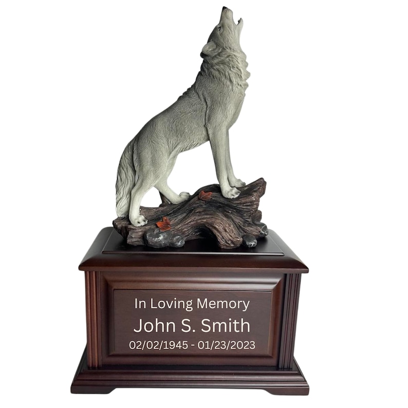 Grand Urn With A Howling Wolf Wood Box Urn With a Wolf for Etsy