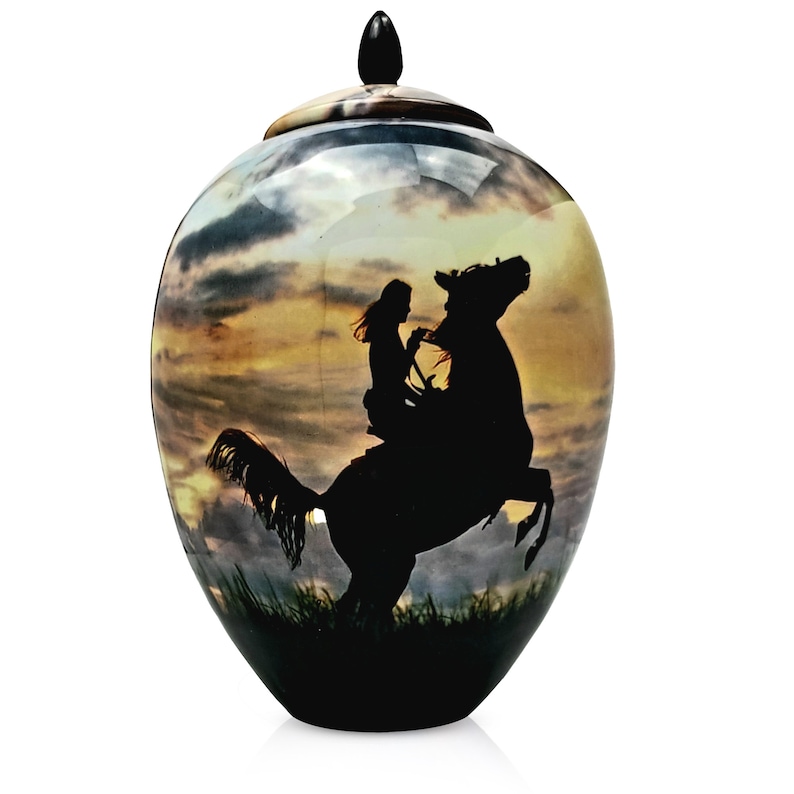 Cowgirl Urn for Ashes Horse Urns Full Size Etsy