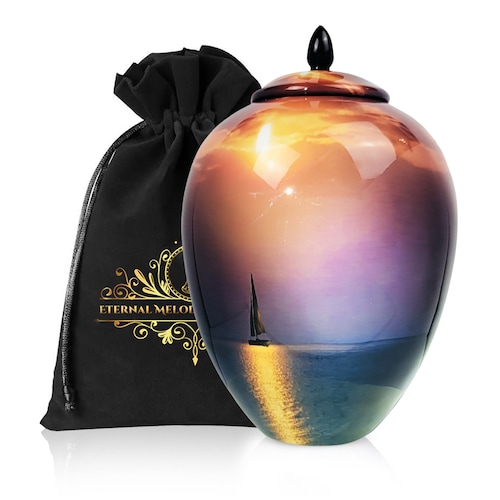 Sunset Sailing Cremation Urn for Ashes: Nautical Memorial Urn
