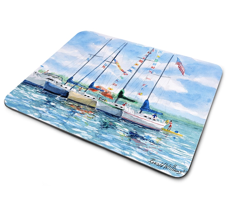 Anchored Sailboats Sailing and Nautical Flags Colorful Boats Des