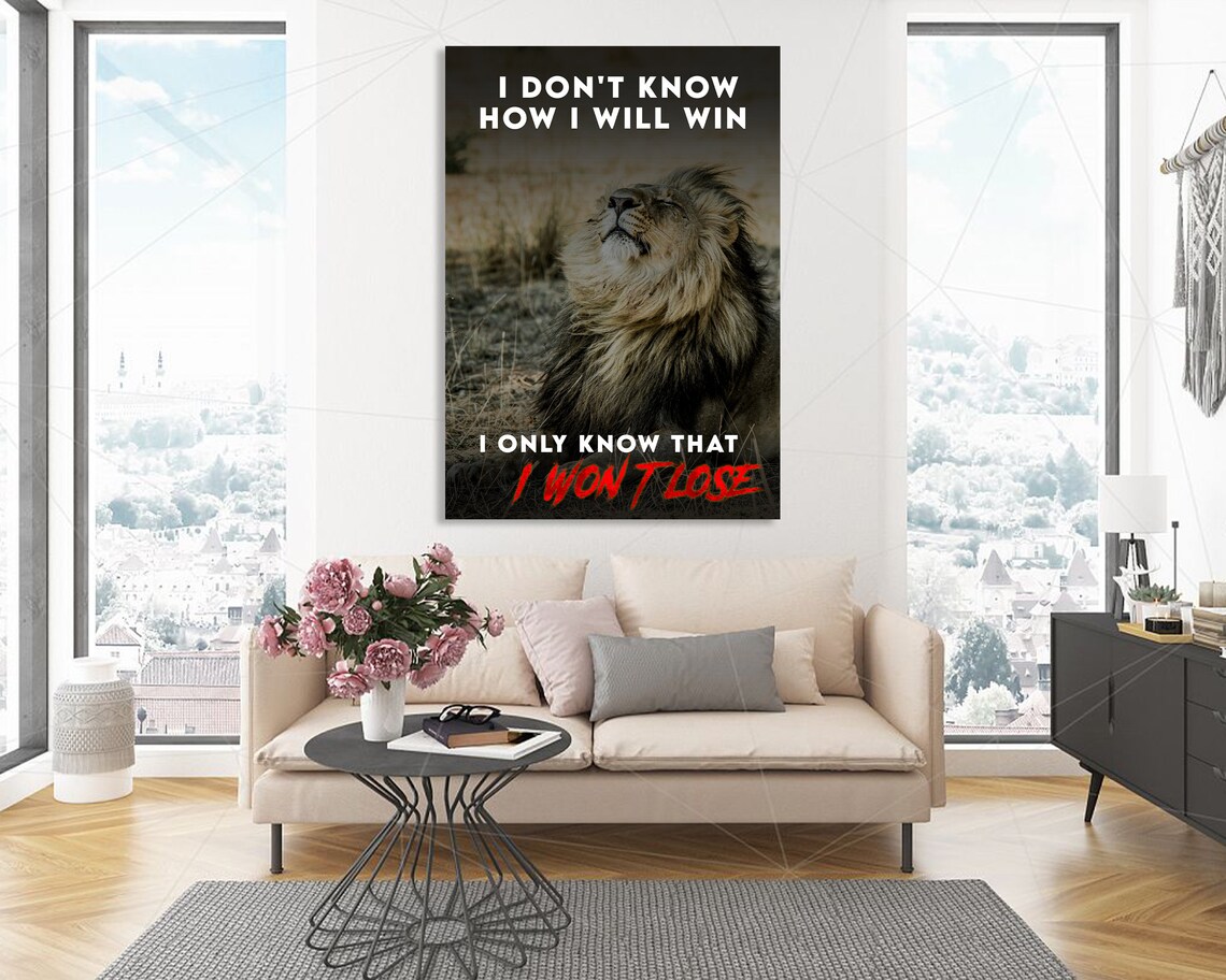Lion motivational canvas Printable Lion Inspirational Art Etsy