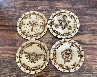 Nintendo's Legend Of Zelda Themed Coasters With Different Styled Wood