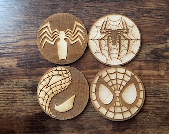 Sous-verres sur le thème des araignées