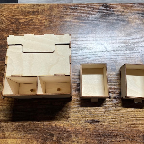 Personalisierte Doppeldeck box mit Würfel Schubladen