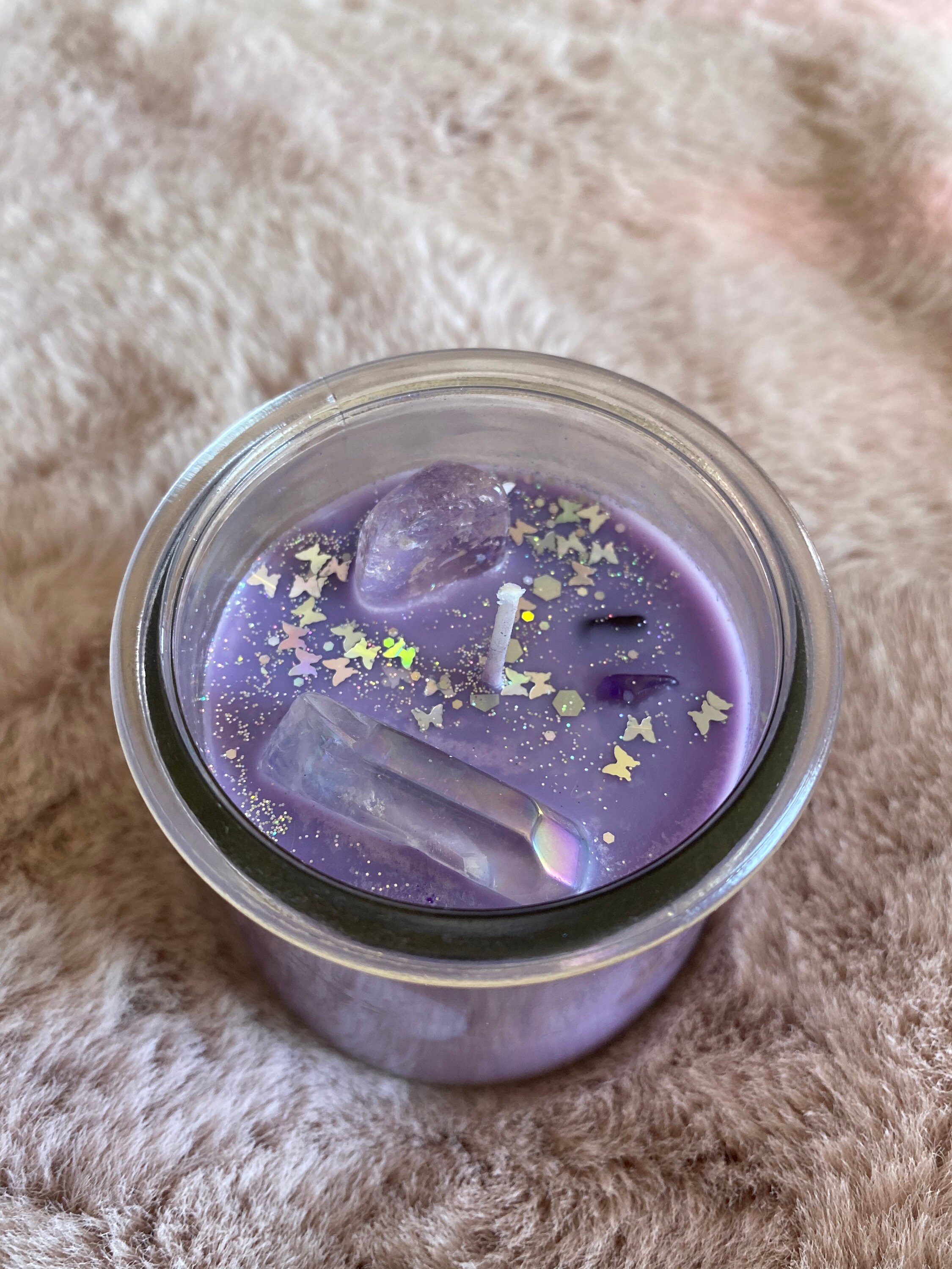 Candle with crystals Etsy