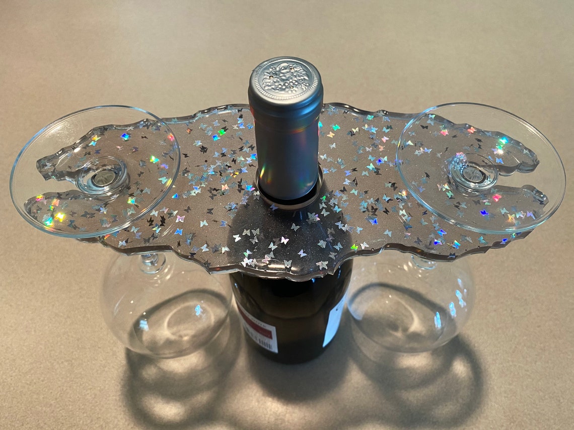 Resin wine bottle glass holder Etsy