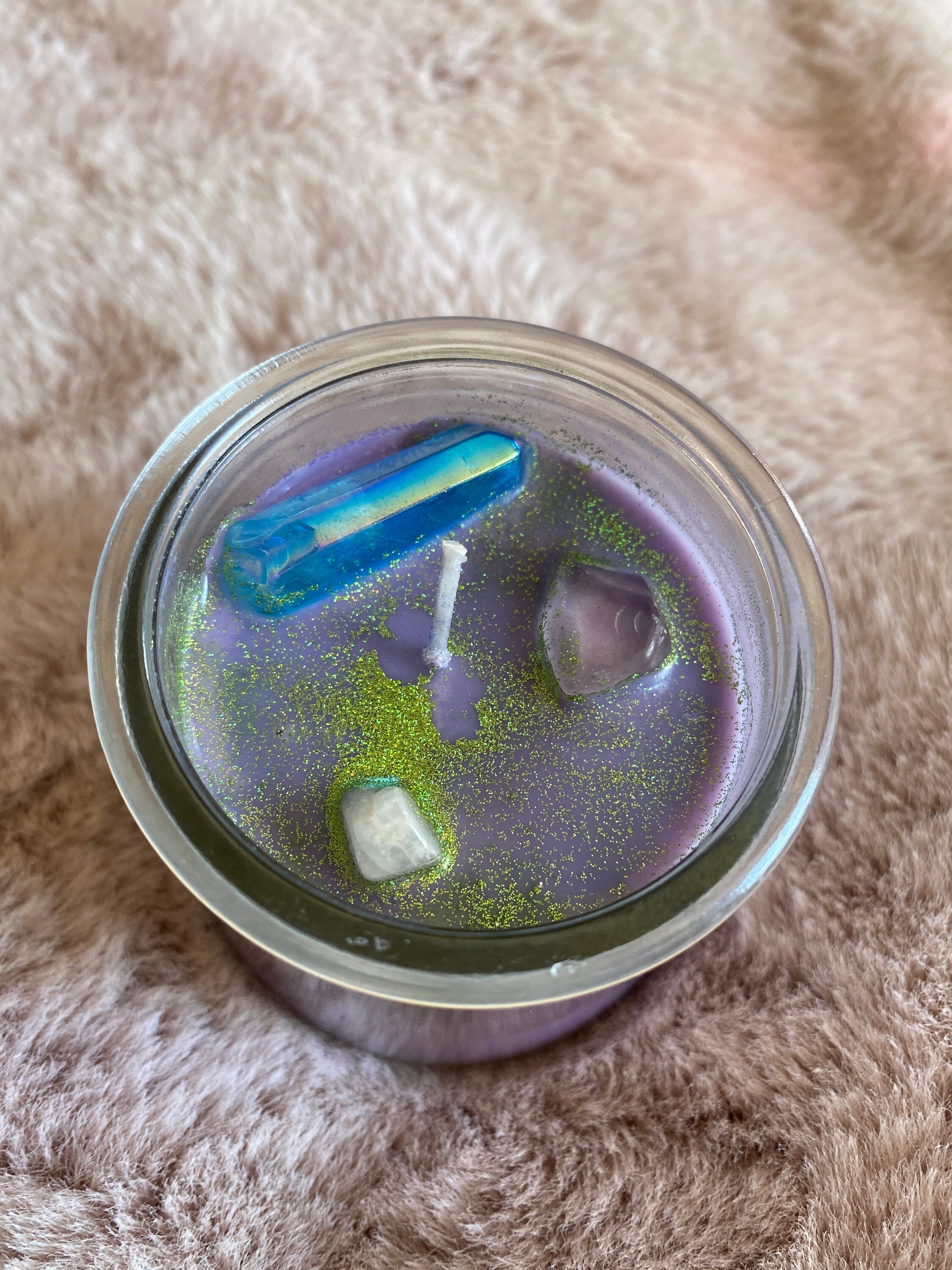 Candle with crystals Etsy