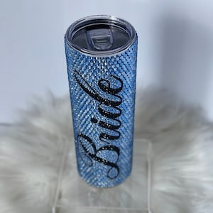 Something Blue Bridal Glass Bling Rhinestone Tumbler