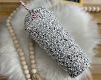 Bling Tumbler with Dome Lid, Christmas Holiday Tumbler, Rhinestone Tumbler