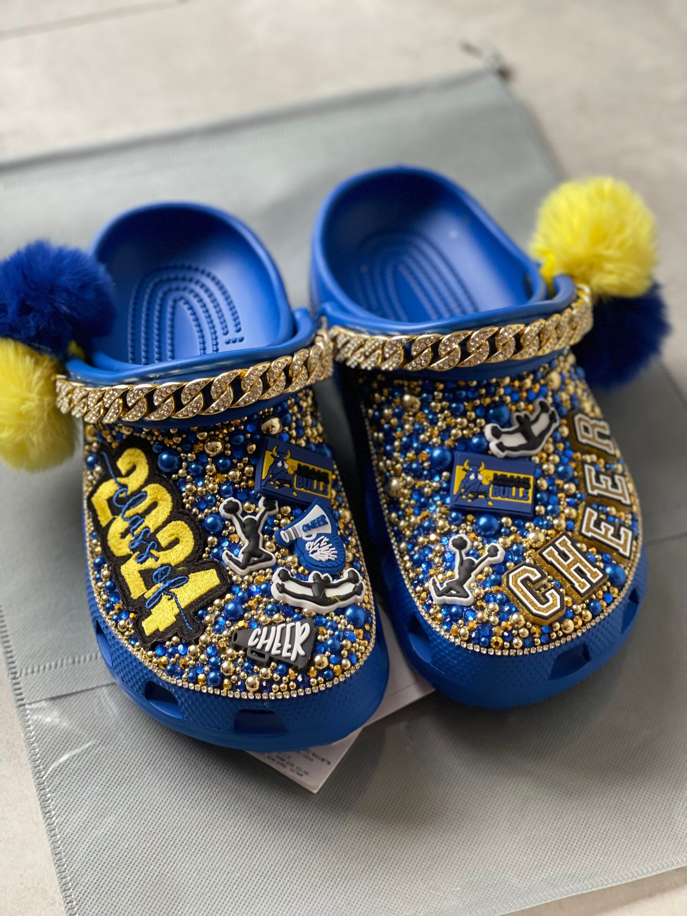 Custom Graduating Blinged Crocs, Senior Class Personalized Shoes