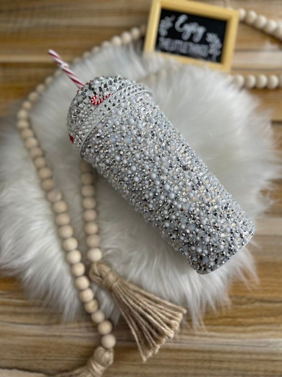 Bling Tumbler with Dome Lid, Christmas Holiday Tumbler, Rhinestone Tumbler