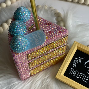 Bling Slice Cake Rhinestone Tumbler, Birthday Cup