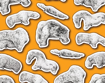 Pegatinas de artefactos prehistóricos - Animales del Auriñaciense