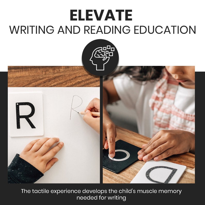 Puede incluir: Un ni&ntilde;o traza la letra "R" en una superficie blanca con un l&aacute;piz, utilizando una ficha de letra t&aacute;ctil como gu&iacute;a. La experiencia t&aacute;ctil ayuda a desarrollar la motricidad fina necesaria para escribir.
