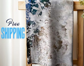 Ocean theme cotton tea towel beach lovers water print kitchen towel ocean waves towel wall hanging Nautical style sea lovers gift idea